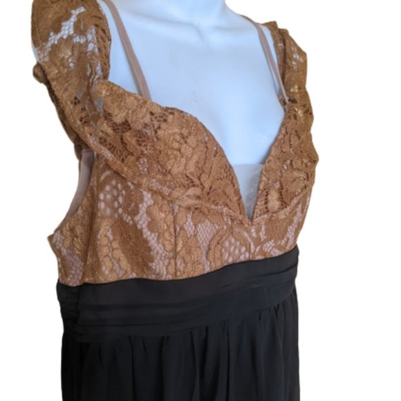 Black  Metallic Gold Max Full Lenght Empire Waist Dress XL New NWOT - Picture 7 of 10